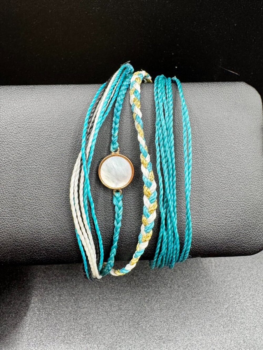Pura Vida Turquoise Mother of Pearl Gold Accent Beach Boho Bracelet Stack